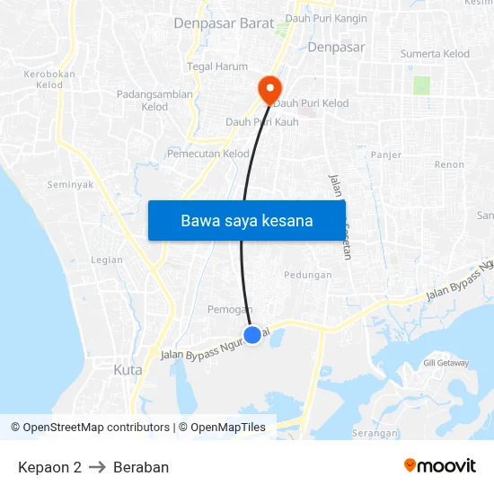 Kepaon 2 to Beraban map