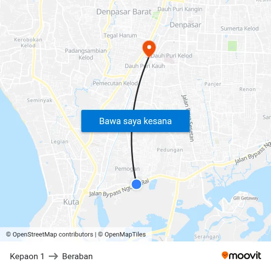 Kepaon 1 to Beraban map
