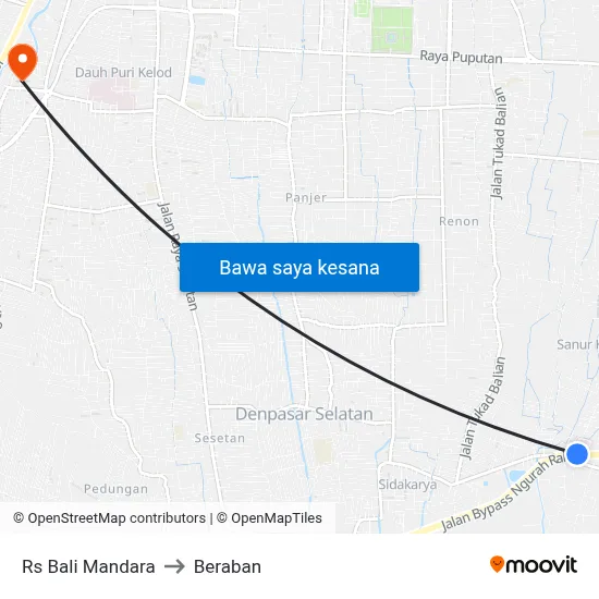 Rs Bali Mandara to Beraban map