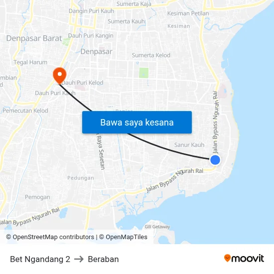 Bet Ngandang 2 to Beraban map