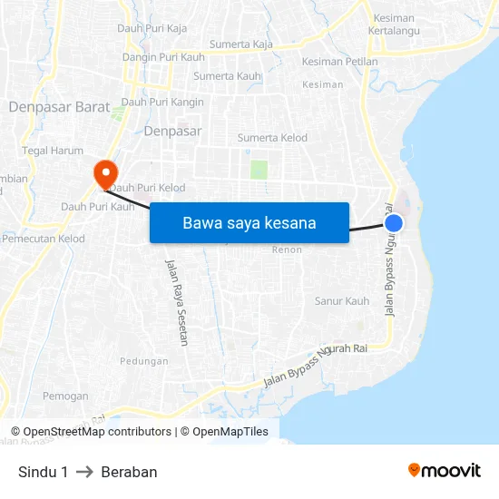 Sindu 1 to Beraban map
