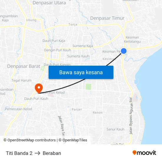 Titi Banda 2 to Beraban map
