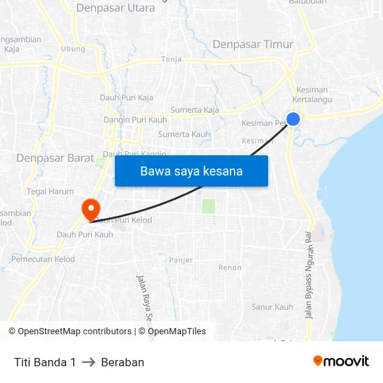 Titi Banda 1 to Beraban map