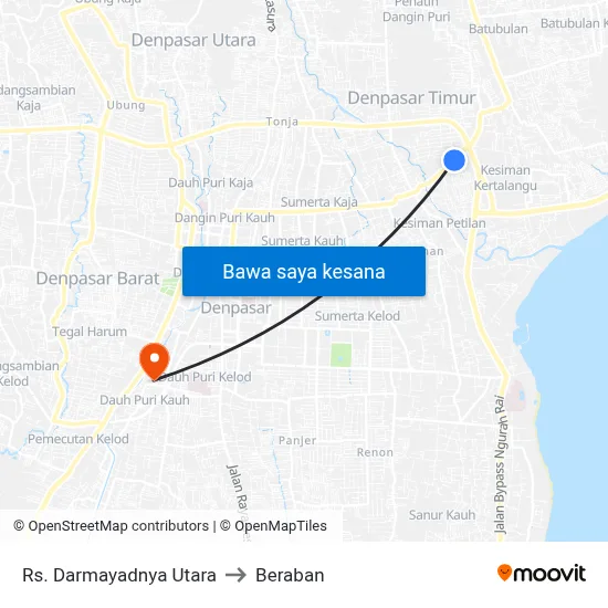 Rs. Darmayadnya Utara to Beraban map