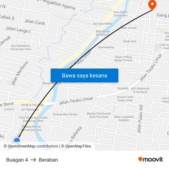 Buagan 4 to Beraban map