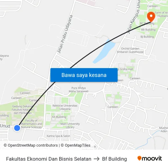 Fakultas Ekonomi Dan Bisnis Selatan to Bf Building map