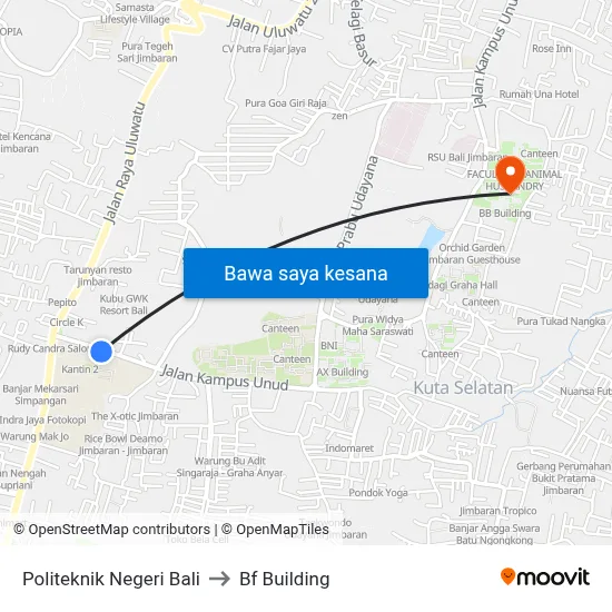 Politeknik Negeri Bali to Bf Building map