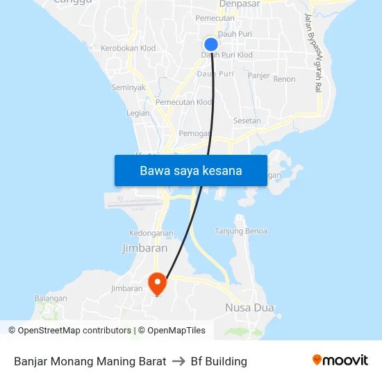 Banjar Monang Maning Barat to Bf Building map