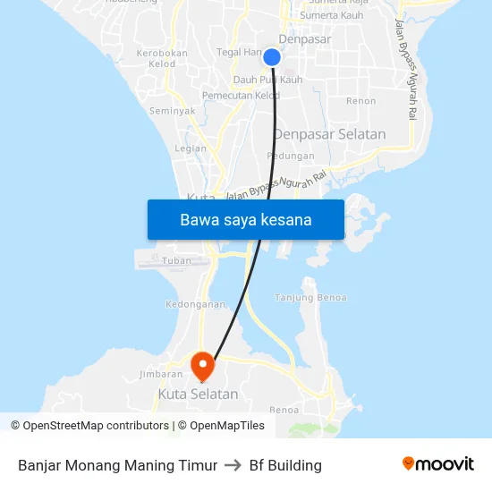 Banjar Monang Maning Timur to Bf Building map