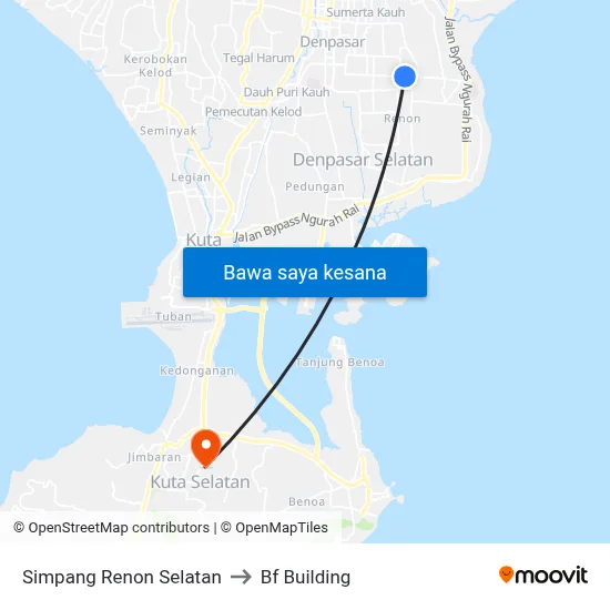Simpang Renon Selatan to Bf Building map