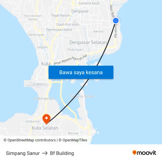 Simpang Sanur to Bf Building map