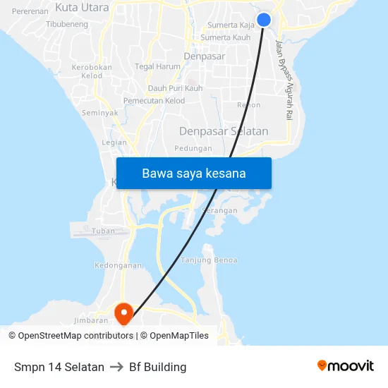Smpn 14 Selatan to Bf Building map