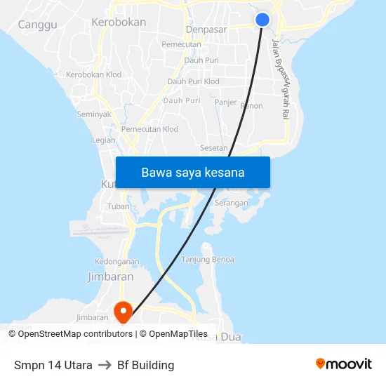 Smpn 14 Utara to Bf Building map