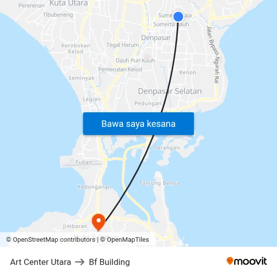 Art Center Utara to Bf Building map