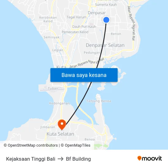 Kejaksaan Tinggi Bali to Bf Building map