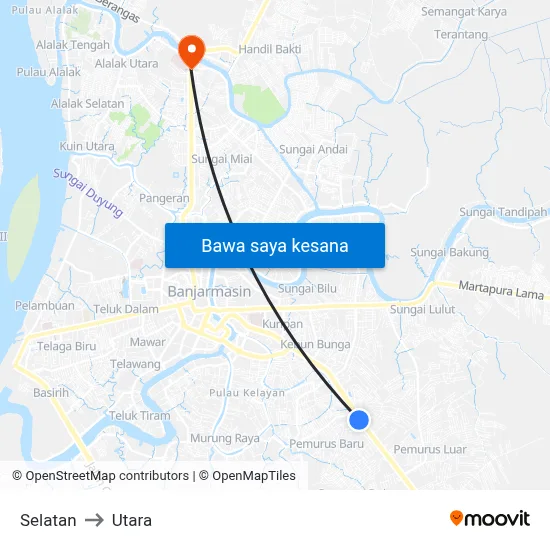 Selatan to Utara map