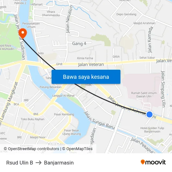 Rsud Ulin B to Banjarmasin map