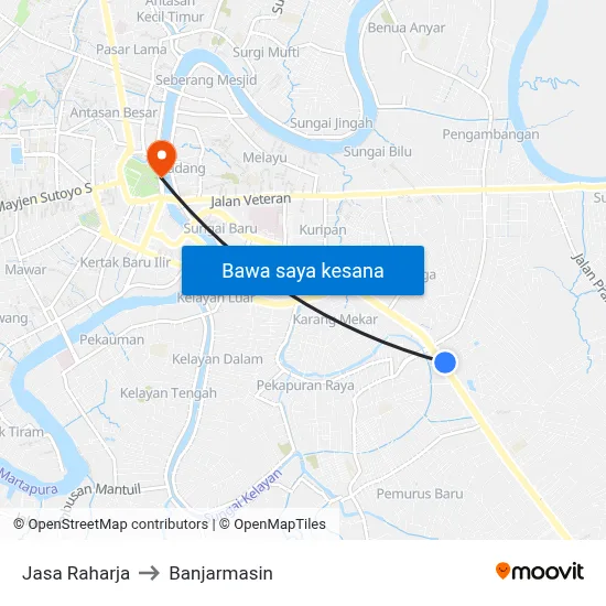 Jasa Raharja to Banjarmasin map