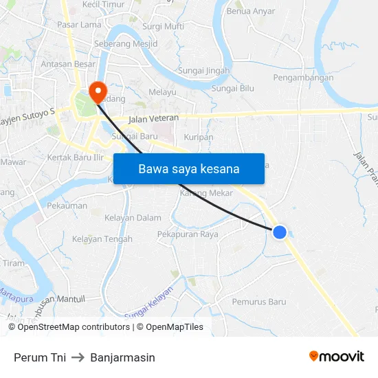 Perum Tni to Banjarmasin map