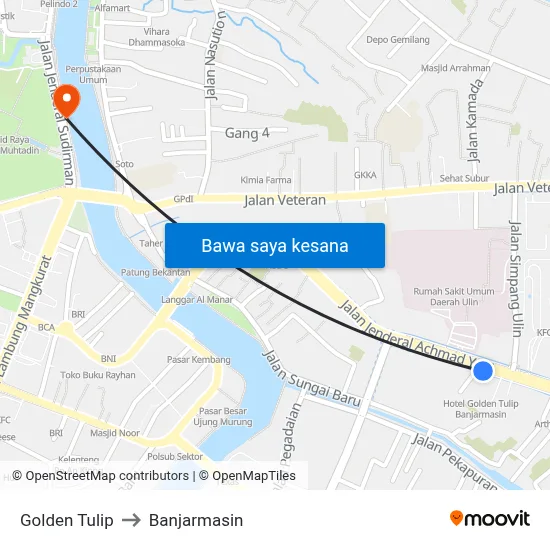 Golden Tulip to Banjarmasin map