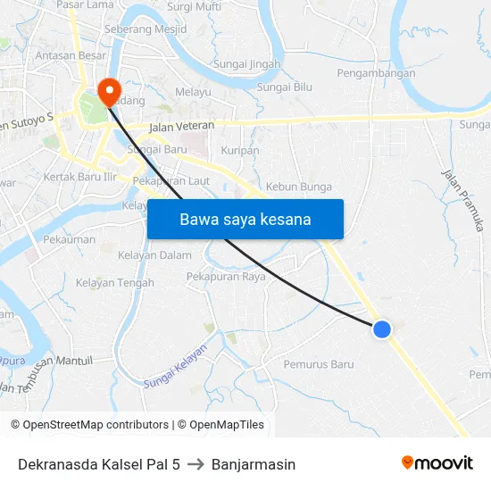Dekranasda Kalsel Pal 5 to Banjarmasin map