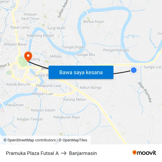Pramuka Plaza Futsal A to Banjarmasin map