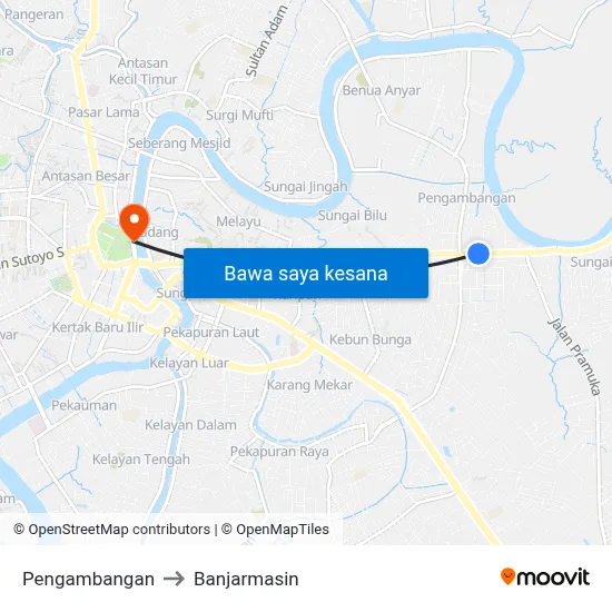 Pengambangan to Banjarmasin map