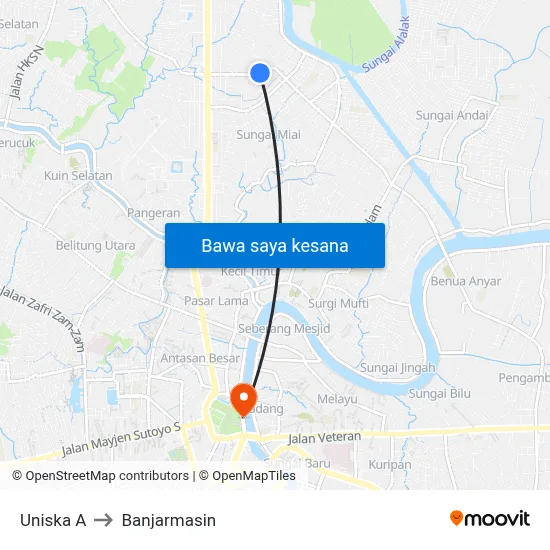Uniska A to Banjarmasin map