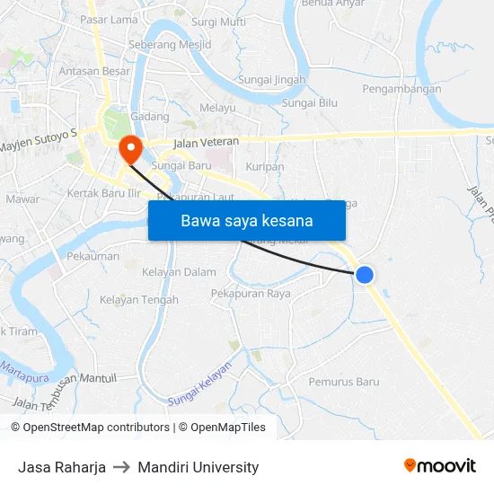 Jasa Raharja to Mandiri University map