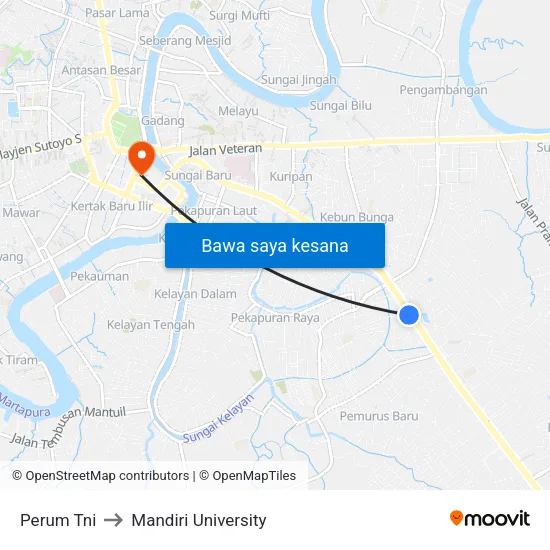 Perum Tni to Mandiri University map