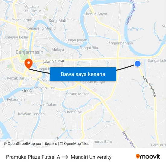 Pramuka Plaza Futsal A to Mandiri University map