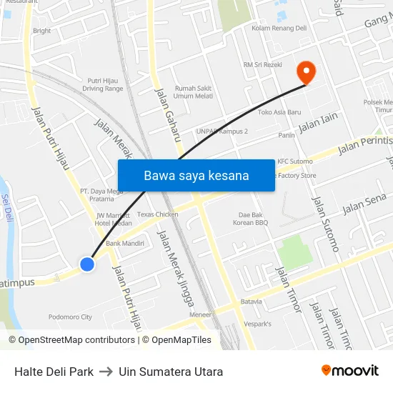 Halte Deli Park to Uin Sumatera Utara map