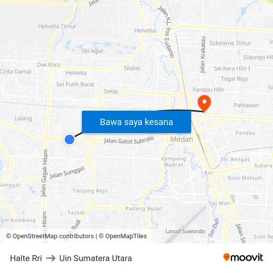 Halte Rri to Uin Sumatera Utara map