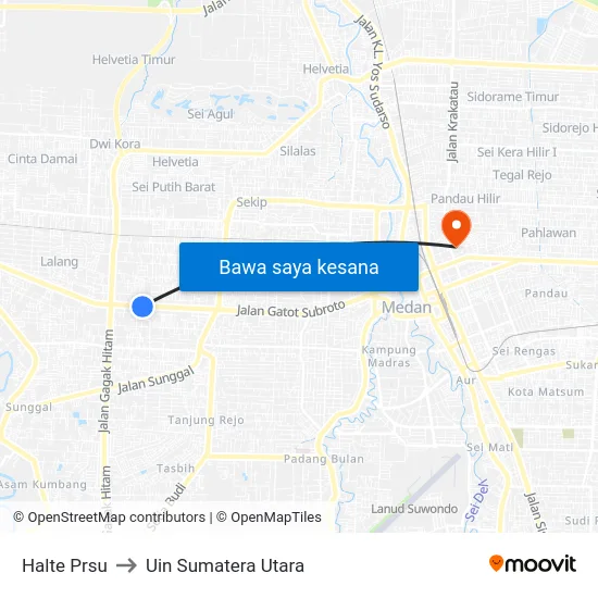 Halte Prsu to Uin Sumatera Utara map