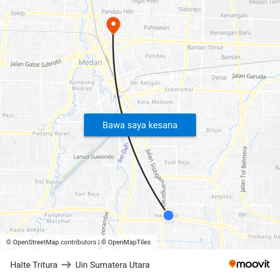 Halte Tritura to Uin Sumatera Utara map