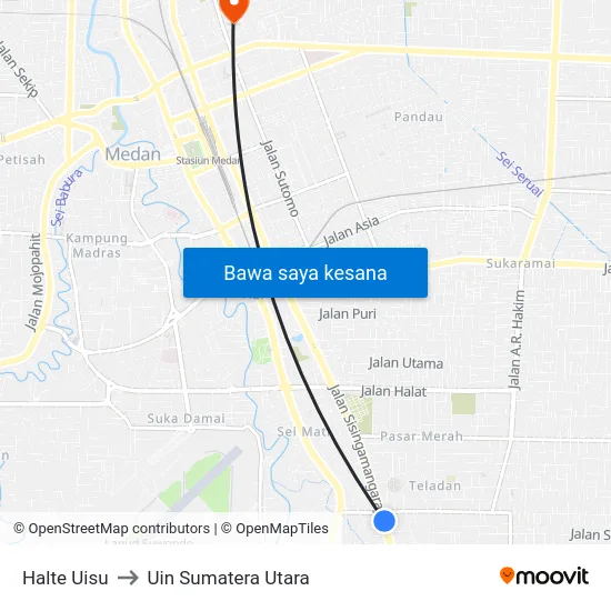 Halte Uisu to Uin Sumatera Utara map
