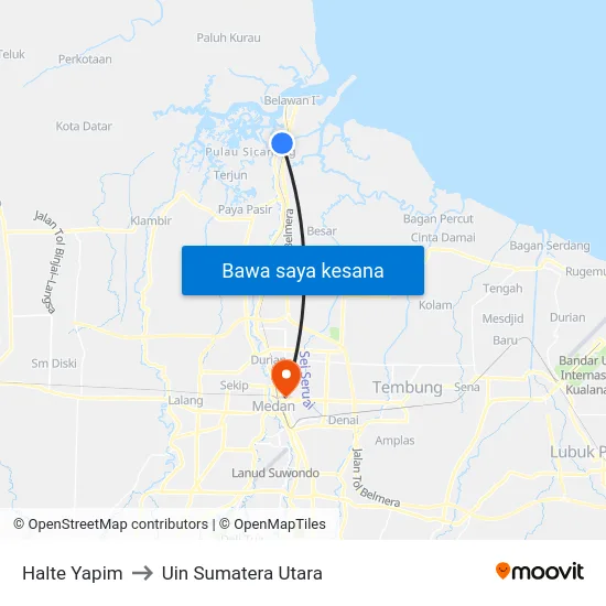 Halte Yapim to Uin Sumatera Utara map