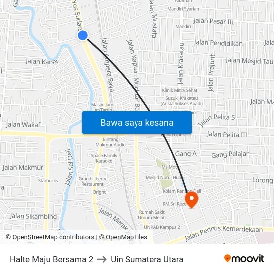 Halte Maju Bersama 2 to Uin Sumatera Utara map