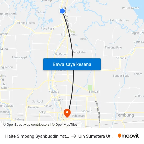 Halte Simpang Syahbuddin Yatim to Uin Sumatera Utara map