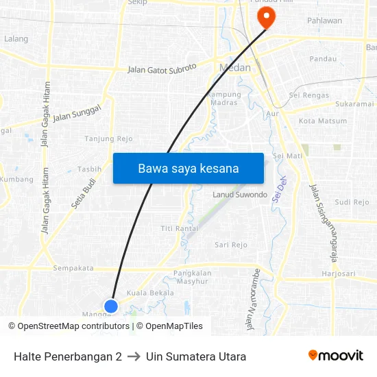 Halte Penerbangan 2 to Uin Sumatera Utara map