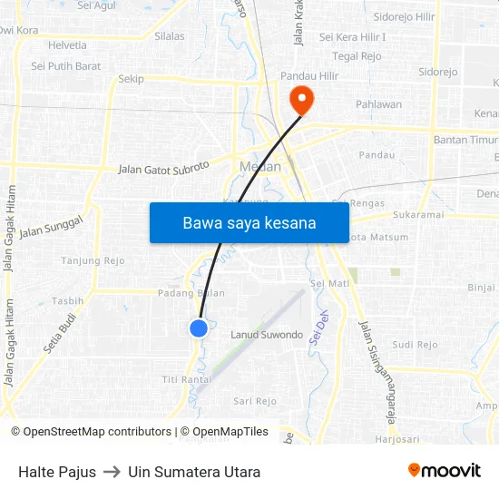 Halte Pajus to Uin Sumatera Utara map