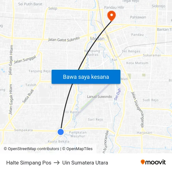 Halte Simpang Pos to Uin Sumatera Utara map