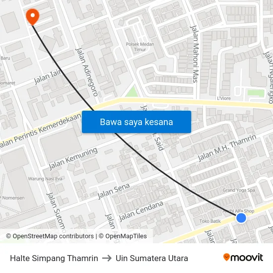 Halte Simpang Thamrin to Uin Sumatera Utara map