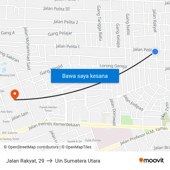 Jalan Rakyat, 29 to Uin Sumatera Utara map
