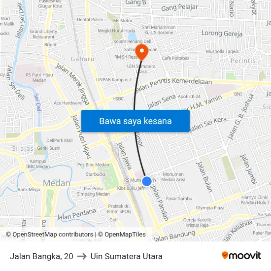 Jalan Bangka, 20 to Uin Sumatera Utara map
