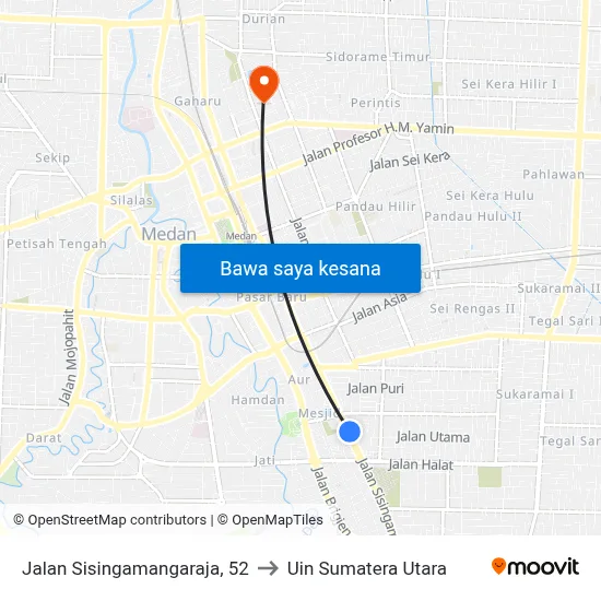 Jalan Sisingamangaraja, 52 to Uin Sumatera Utara map