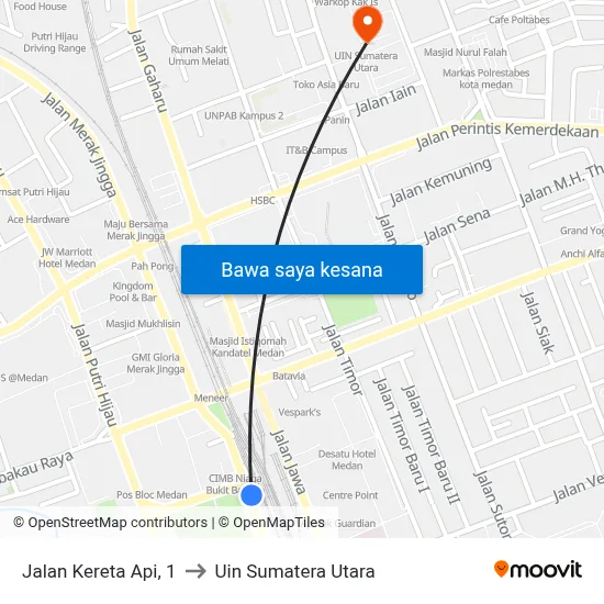 Jalan Kereta Api, 1 to Uin Sumatera Utara map
