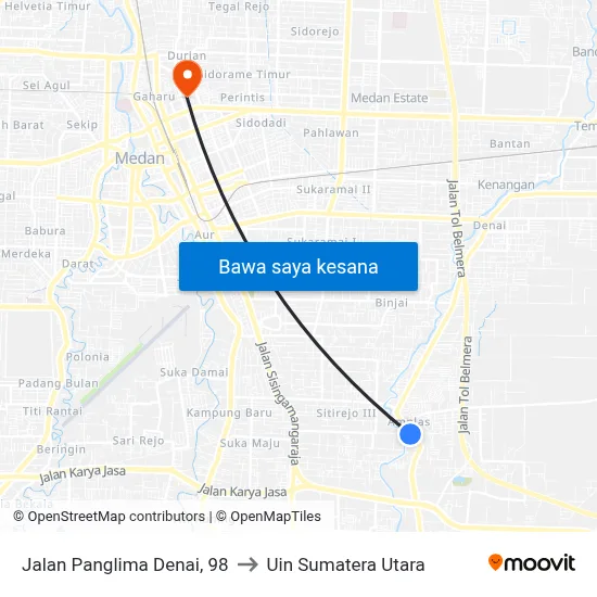 Jalan Panglima Denai, 98 to Uin Sumatera Utara map