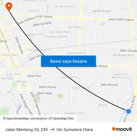 Jalan Menteng Vii, 245 to Uin Sumatera Utara map