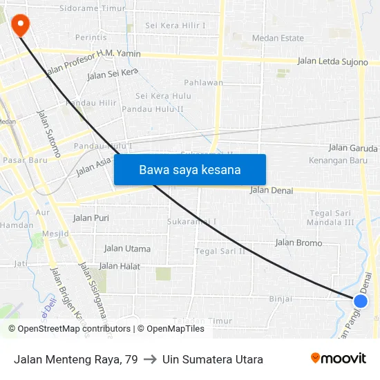 Jalan Menteng Raya, 79 to Uin Sumatera Utara map